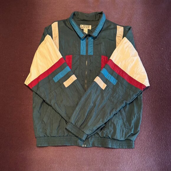 Lavon Vintage Windbreaker Jacket | Green Colorblock - Picture 3 of 3